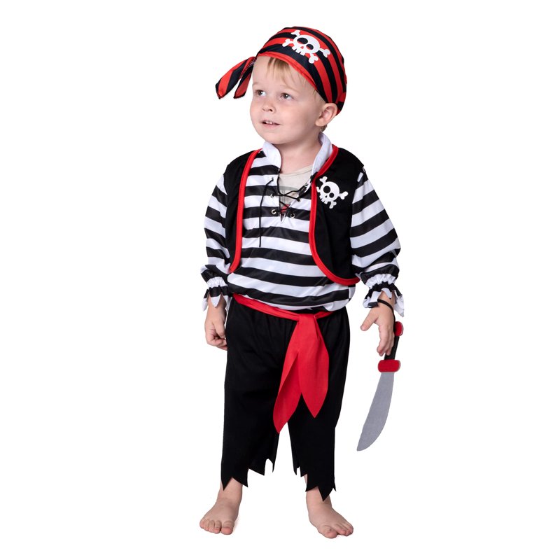 Kids Pirate Costume Set for Halloween - S (5-7 Years) Pirate Outfit with Accessories