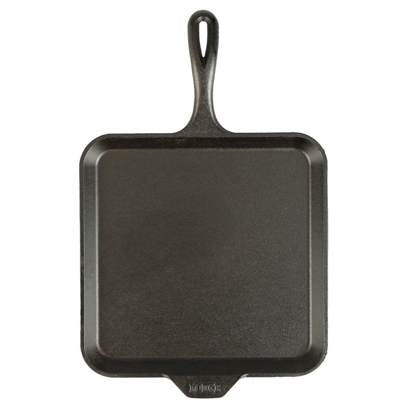11" Seasoned Cast Iron Square Griddle - Black