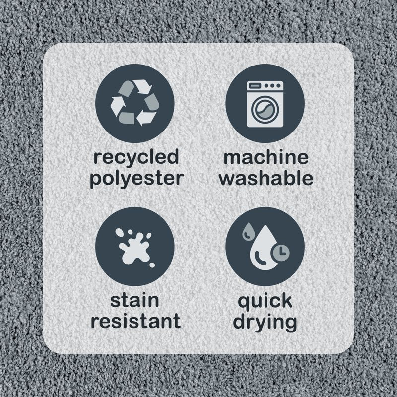 Mainstays Polyester Contour Bath Rug - Grey, 20 x 22 Inches, Non-Slip