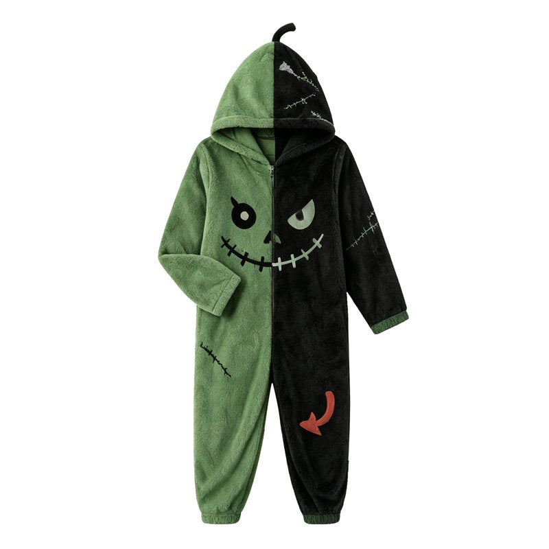 Green Halloween Onesie Pajamas for Adults Oversized Suit 4XL - Festive Costume & Loungewear