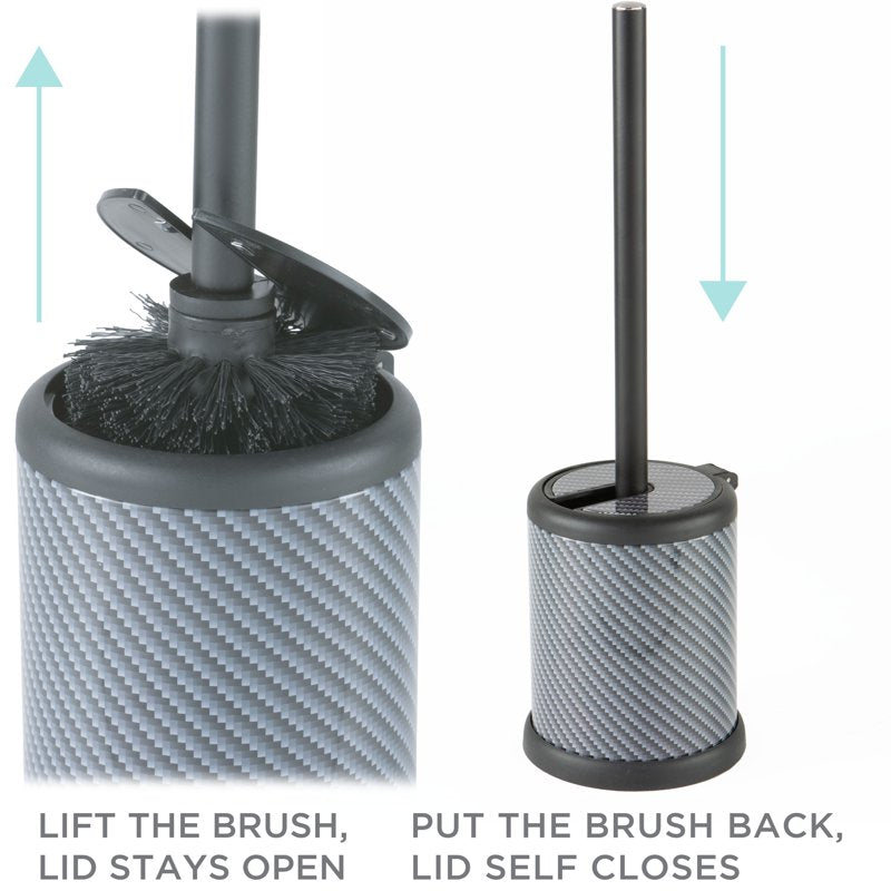 Self Closing Toilet Brush and Holder Set - Carbon - Bathroom Accessory
