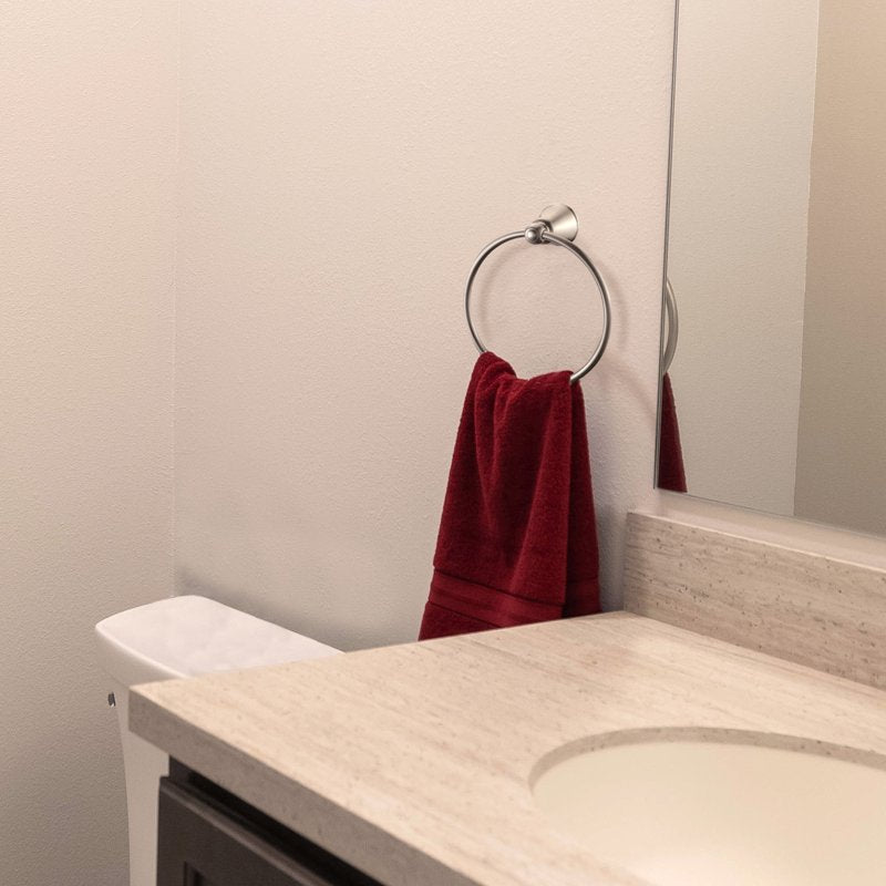 Brushed Nickel Towel Ring for Bathroom - Transitional Wall Mount