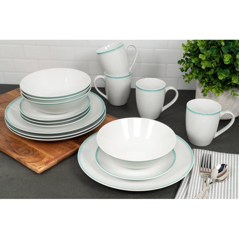 16-Piece Seafoam Green Ceramic Dinnerware Set
