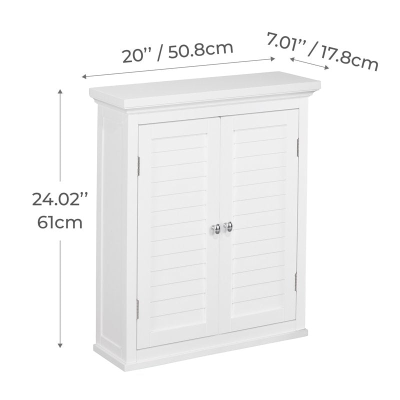 Wall Mounted Bathroom Cabinet - White, 20 x 24 Inches, Removable Wall Cabinet with Adjustable Shelf