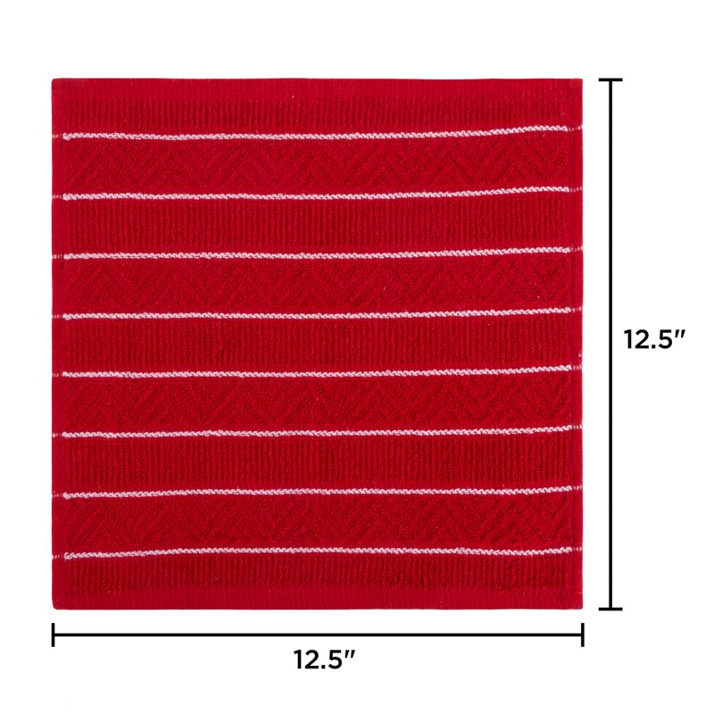 Cotton Hand Towels, Chevron Weave - Red Stripe (16 Pack)