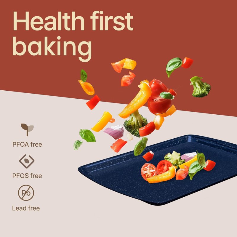 Nonstick Baking Pan Set - Blue Marble Coating, 6 Piece