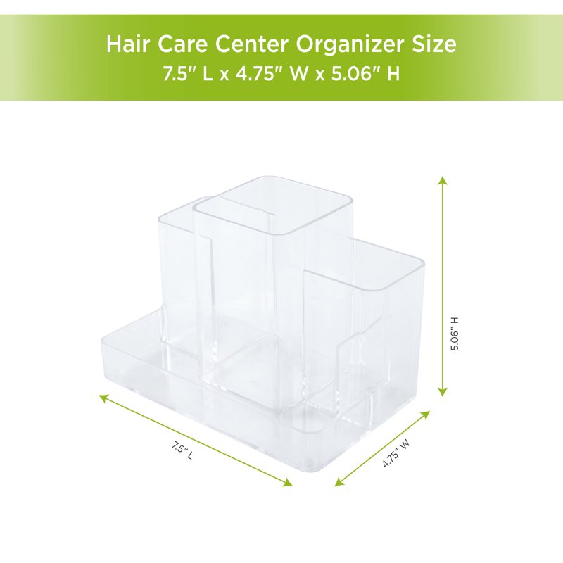 Countertop Hair Care Organizer Set - Clear Bathroom Storage for Hair Dryer & Styling Tools