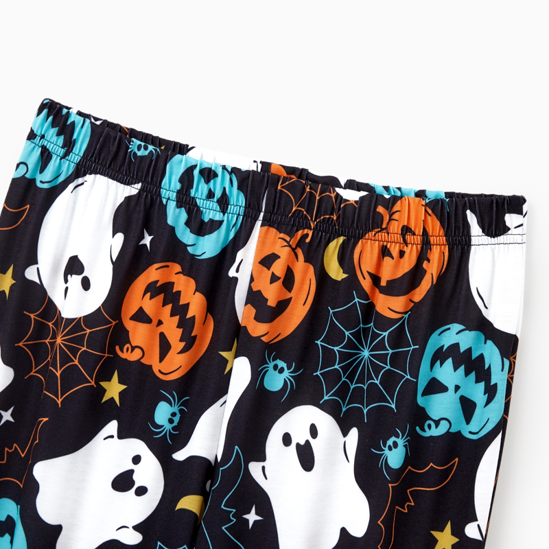 Halloween Pajamas Women Family Matching 2-Piece Ghost and Pumpkin Print Sleepwear - Black, M - Variation of THIS listing