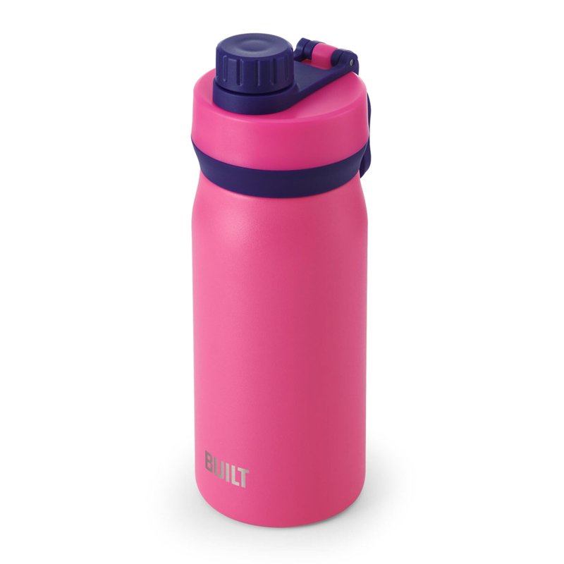 16 oz Stainless Steel Kids Water Bottle with Leakproof Chug Lid - Pink/Purple
