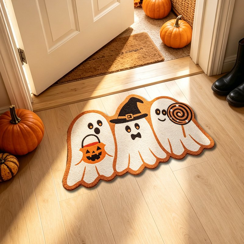 Ghost Halloween Doormat with Ghost Pattern PVC Floor Mat - Ghost Bath Mat Variation 37_Ghost Bath Mat AK