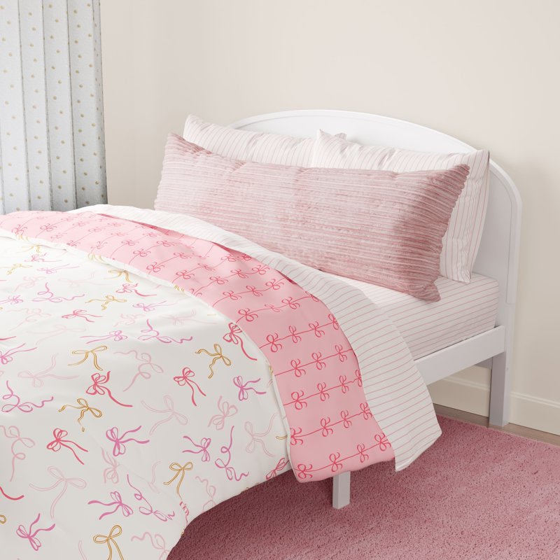 Kids Body Pillow with Plush Ribbed Corduroy Cover - Light Pink, 48x20 in