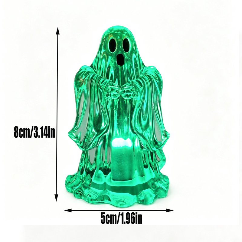Halloween Green Ghost LED Lamp - Transparent Resin Table Decor - Variation #310White