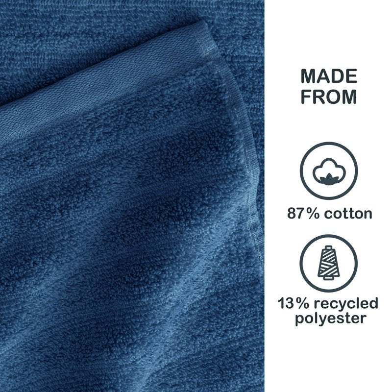 Navy Textured Bath Sheet 62x30 in Quick-Dry Cotton-Polyester Blend - Mainstays