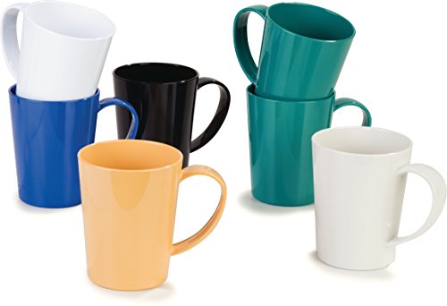 Carlisle FoodService Products Mug Plastic Coffee Mug with Large Handle for Buffets, Home, and Restaurant, Tritan, 12 Ounces, White, (Pack of 12)
