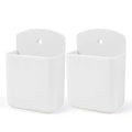 2 Pack White Remote Control Holder, Self adhesive Wall Mount Storage Box for TV and Air Conditioner Remote Controls, Pen Holder Organizers and Accessories for Home Office School