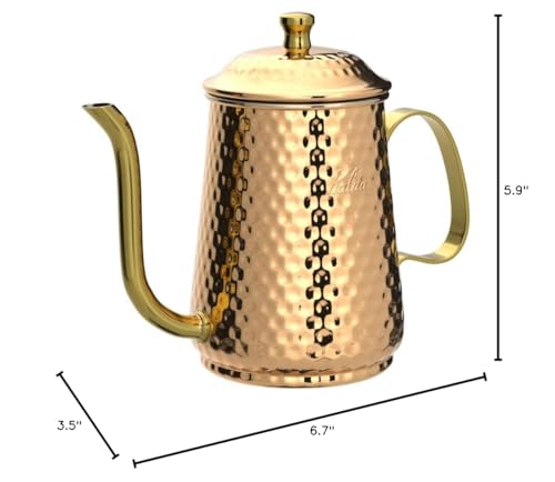 Carita Kalita Copper Coffee Pot, Enjoy Aging, 20.6 fl oz (600 ml), Fine Nozzle, Open Fire, Made in Japan, Cu-kettle 600#52260 Drip Pot, Kettle, Coffee Maker, Yakan, Server, Barley Tea, White Water,