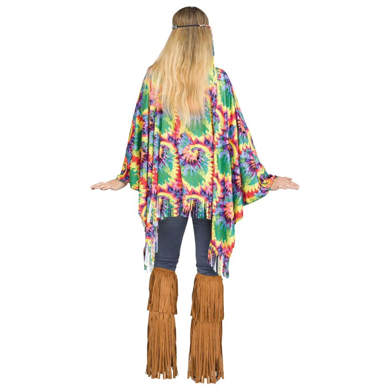Tie-Dye Hippie Poncho - One Size Festival Boho Outerwear