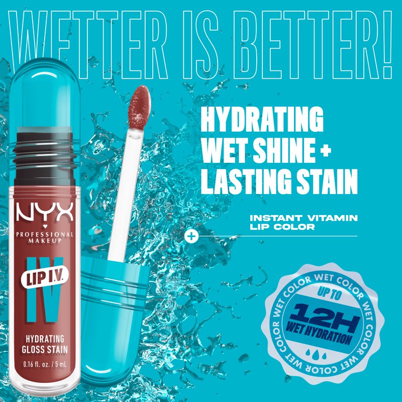 Hydrating Lip Gloss Stain with Coconut Water - Long-Lasting Wet Shine Tint