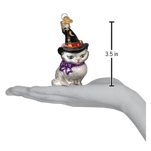 Old World Christmas Witch Kitten Glass Blown Ornament for Christmas Tree, Handcrafted Holiday Decoration, Halloween Collection