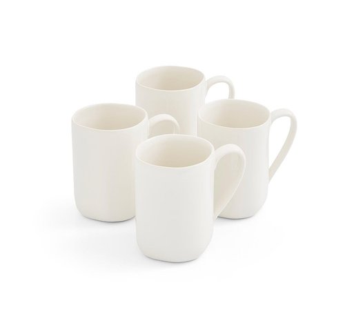 Portmeirion Sophie Conran Arbor Collection Mugs | Set of 4 Organic Shape Mugs for Coffee, Tea and Hot Cocoa | 14 Ounce Handled Mug made of Stoneware | Dishwasher Safe (Creamy White)