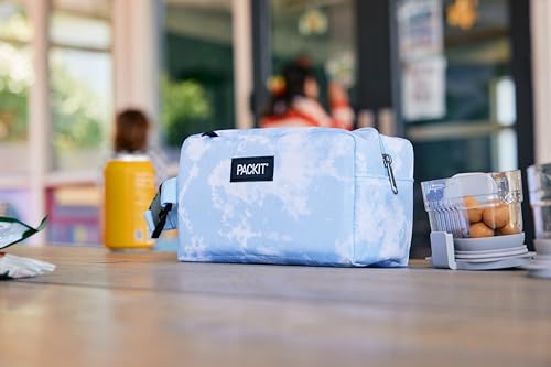 PackIt Freezable Snack Box, Checked Out, Built with EcoFreeze Technology, Collapsible, Reusable, Zip Closure with Buckle Handle, Designed For Work Snacks, Fresh Snacks On the Go, Adults, and All Ages