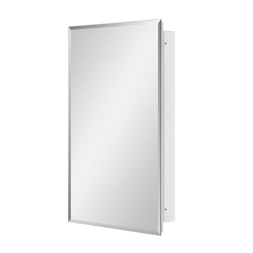 IDYLLOR Plastic Medicine Mirror Cabinet for Bathroom 16 x 26 inch, Surface and Recessed Mount