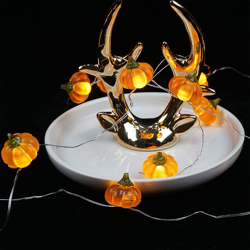 Halloween 3D Pumpkin String Lights - 10ft Battery Powered LED Lights for Indoor Outdoor Fall Thanksgiving Decor - Variation: Orange Pumpkin