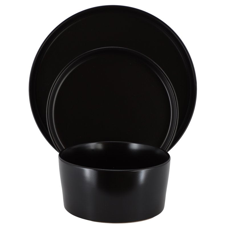 18-Piece Stoneware Dinnerware Set for 6 - Matte Black