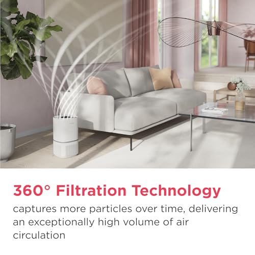 Frigidaire PureA300 HEPA Air Purifier for Small Bedrooms, Covers up to 850 Sq. Ft., 3-Stage Filtration, Energy Star Certification, Air Quality Monitoring, Smart Mode, Ultra Quiet, White