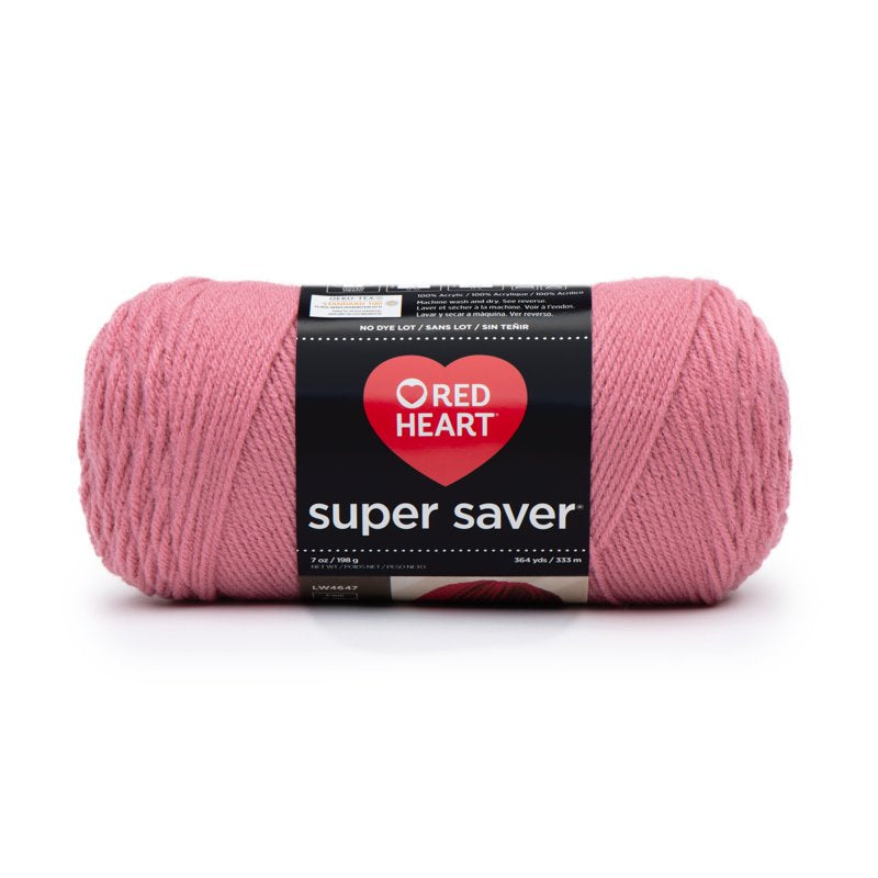 Red Heart Super Saver Worsted Acrylic Yarn Light Raspberry 2 Pack - 7oz/198g, 364yd