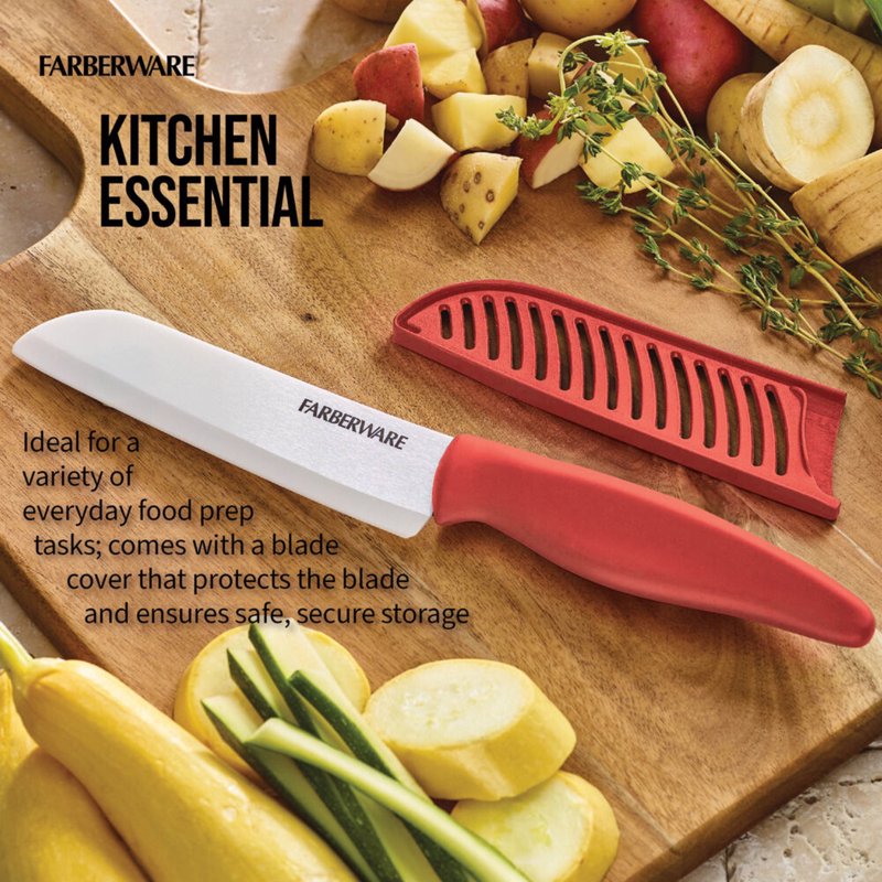 5-Inch Ceramic Santoku Knife - Red, 2 Pack