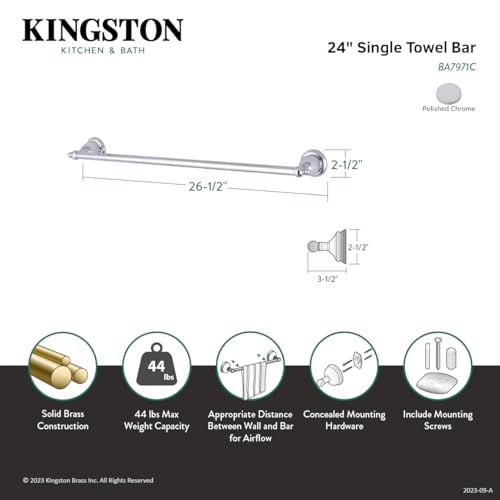 Kingston Brass BA7971C English Vintage Towel-Bar, 24-Inch, Polished Chrome