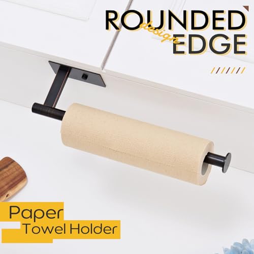 KOKOSIRI Paper Towel Holder Self-Adhesive Bar Under Cabinet, No Drilling for Kitchen Towel Oil Rubbed Bronze Stainless Steel Wall Mounted Rack, B3013ORB