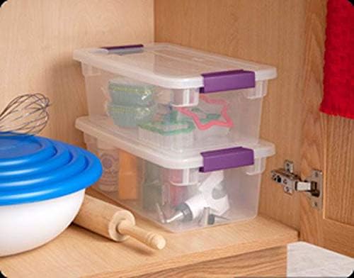 Sterilite 6 Qt ClearView Latch Storage Box - Stackable Plastic Organizer for Shoes | 12-Pack, Clear