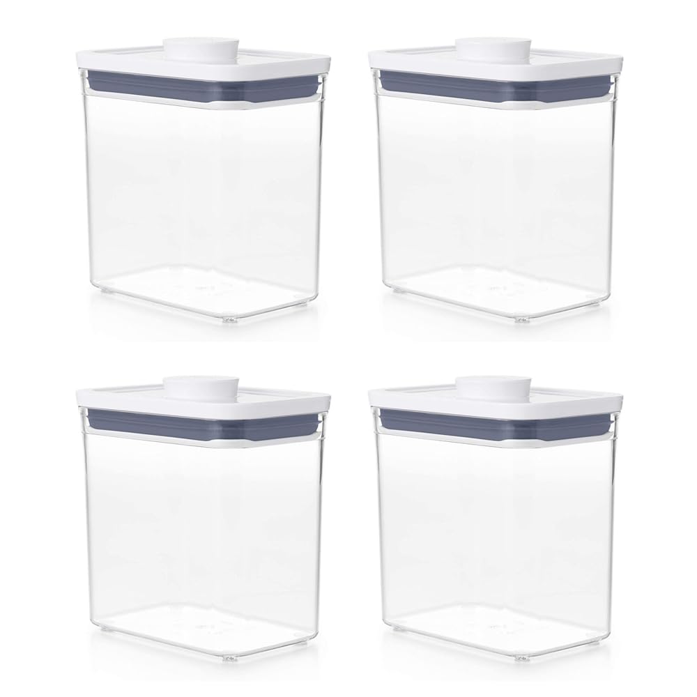 OXO GoodGrips POP Container - Airtight Food Storage - 1.7 Qt Rectangle (Set of 4) for Coffee and More