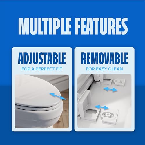 HIGHCRAFT Premium Round Toilet Seat with Slow-Close Design, Adjustable Hinges & Quick Removal Mechanism - Molded Wood Toilet Seat - Fits Standard Round Toilets - Toilet Seat in White