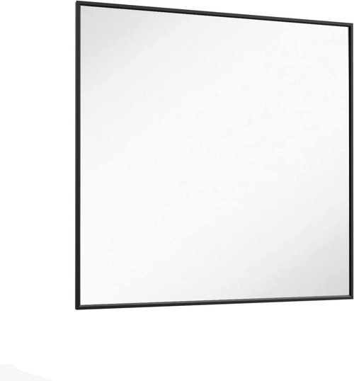 LOAAO Black Rectangle Bathroom Mirror - 36"x36" Matte Black Aluminum Frame, Tempered Glass, Versatile Hanging Options