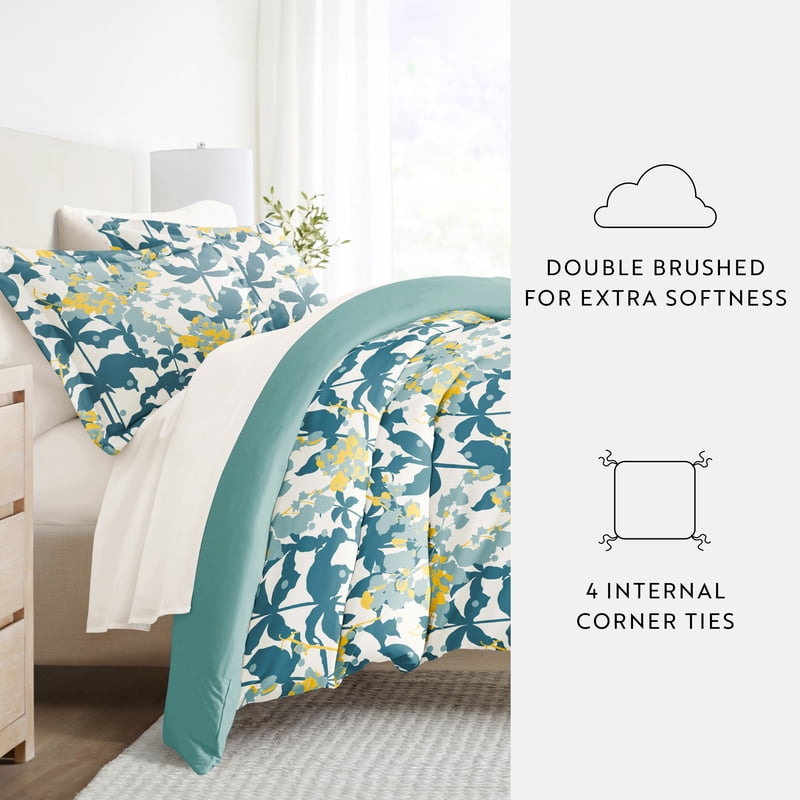 Queen Boho Flower Patterned Duvet Bedding Set - 8 Piece Comforter Sheets