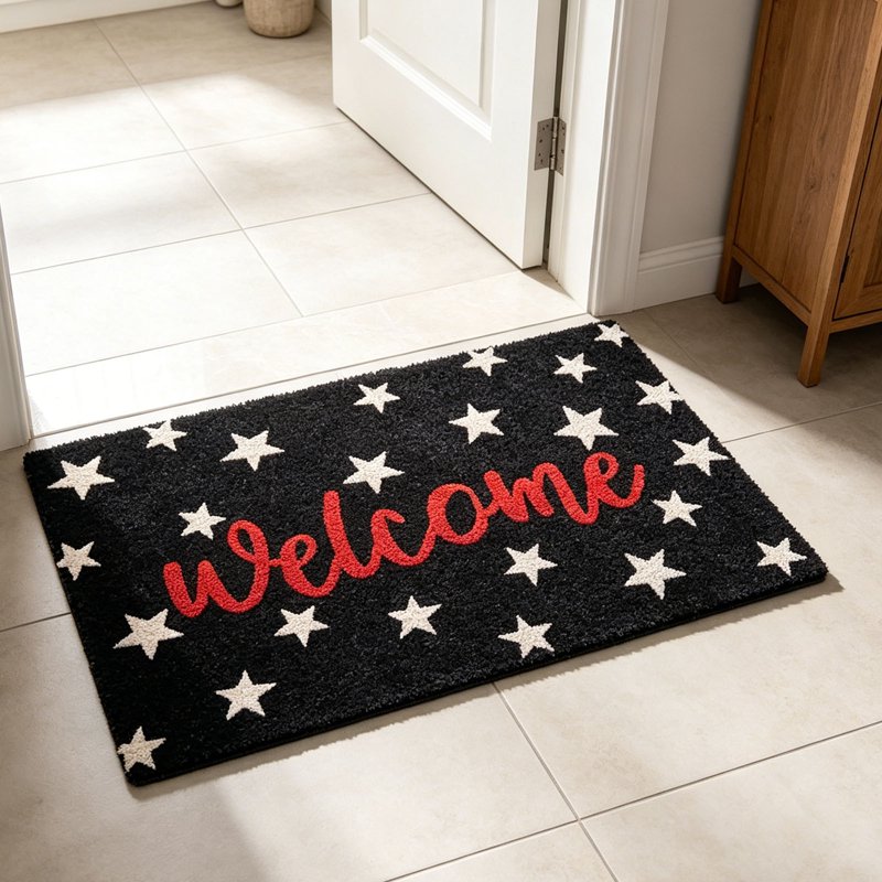 Patriotic Door Mat 4th of July Star Welcome Non Slip Floor Mat - 20x30in BK Wel