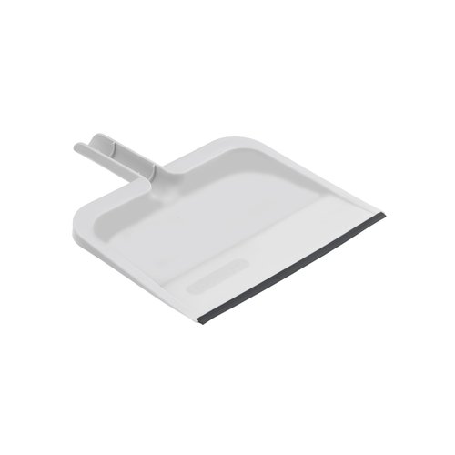 Superio Clip-On Dustpan with Rubber Lip - 10-inch Wide Durable Plastic Dust Pan with Comfort Grip Handle, White, 1-Pack