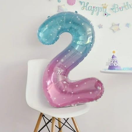 Skiennix 40-Inch Number Balloons - Pink & Purple Birthday Decor for 2nd, 12th, 21st Parties & Celebrations