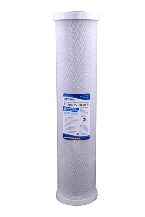 PureT HQCBC-20BB-5, 20x4.5" Coconut Carbon Block Filter - NSF Certified - Cononut Shell Activated Carbon removes Chlorine, Dirt and More (5 u Micron Rated)