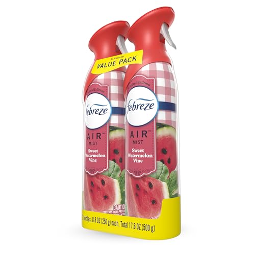 Febreze Air Mist Air Freshener Spray, Odor-Fighting Room Spray, Air Fresheners for Home and Bathroom and Kitchen, Aerosol Can, Sweet Watermelon Vine Scent, 8.8oz (Pack of 2)