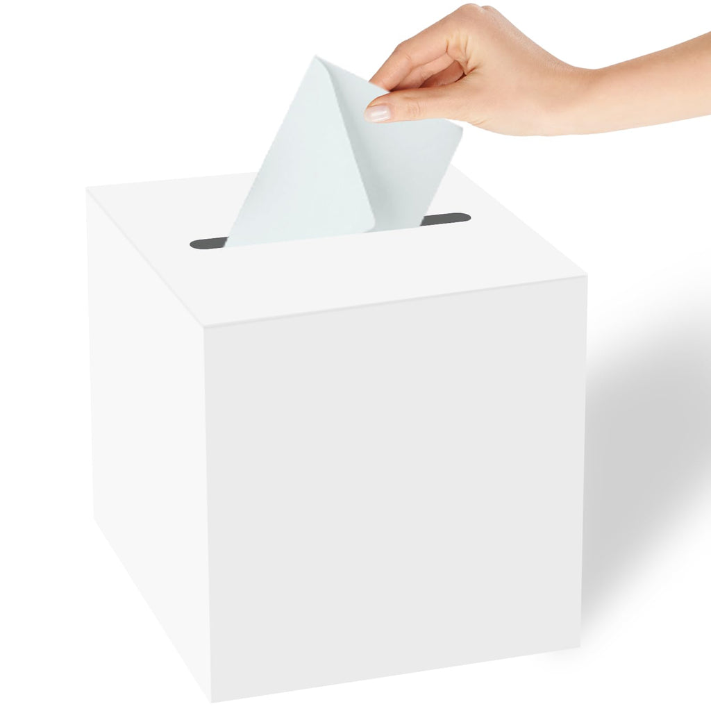 White Wedding Card Box,White Gift Card Box for Graduation Bridal or Baby Showers, Birthday, Retirement, Anniversary Decoration Raffle Ticket, Money Boxes
