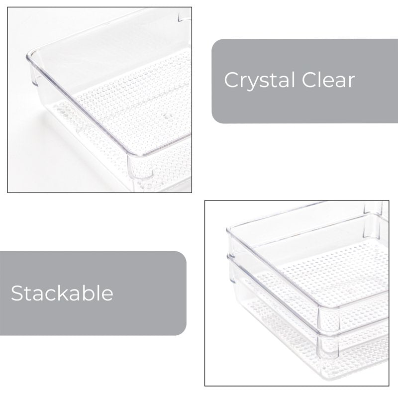 10-Piece Clear Plastic Bathroom Organizer Set - Modular Storage for Vanity and Drawers