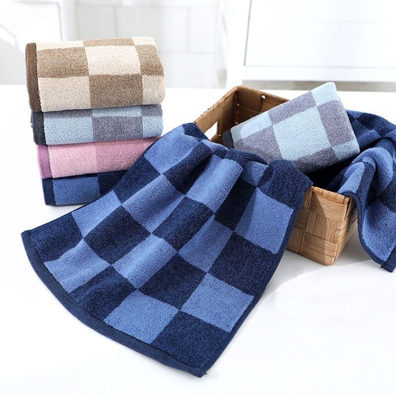Blue Checkered Hand Towel Set - 14x28 Inches, 2 Pieces, Quick Dry Cotton, Unique Bargains Variation 2