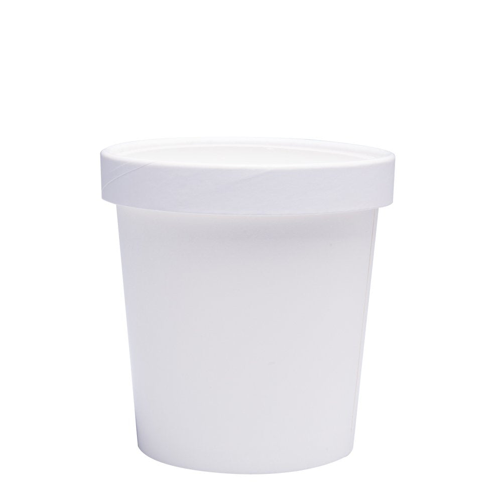 Belinlen Paper Ice Cream Cups with Paper Lids, Hot/Cold Soup Cups with Lids (White) (25, 16 oz)