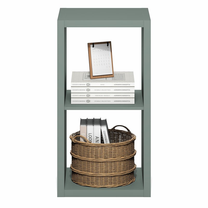 2-Cube Open Back Bookcase - Sage Green Decorative Organizer