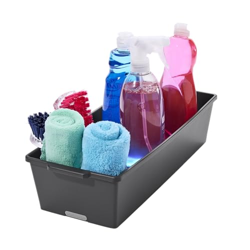 madesmart Deep Storage Bin, Multipurpose Organizer for Kitchen, Bathroom & Office, Organizer for Cutlery, Peeling Tools, Spatulas, Non Slip, Soft Grip Lining, Durable, Granite
