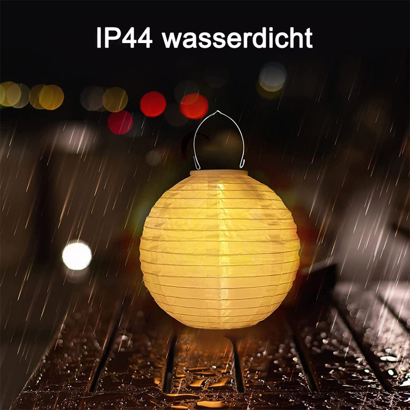 Solar Outdoor Lanterns - Waterproof Nylon Hanging Garden Lights, 2 Pack, 25cm, White